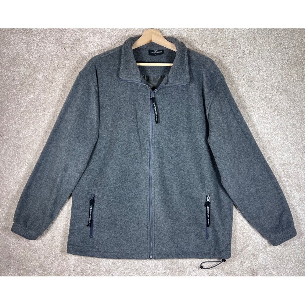 RETRO Princess Cruises ALASKA Embroidered Fleece Jacket Full Zip Gray Men Medium